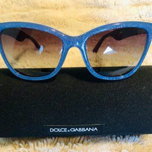 Womens Dolce and Gabanna D & G Oversized Sunglasses Blue Purple Sparkle Sunnies